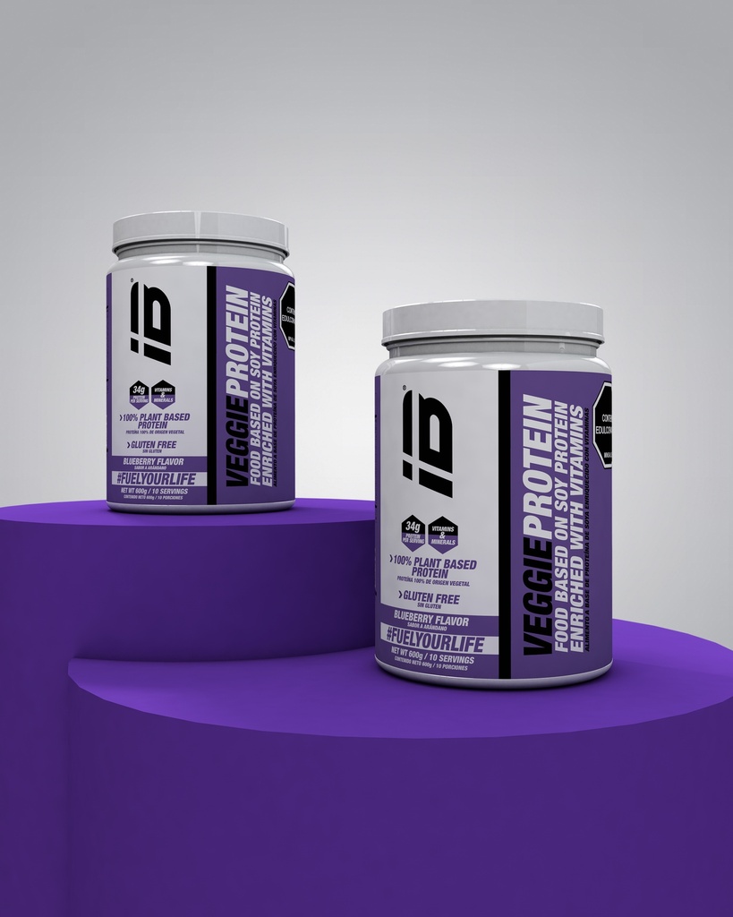 VEGGIE PROTEIN IBSPORTS (PROTEINA VEGANA)  x 600 G SABOR BLUEBERRY